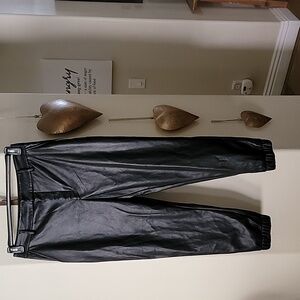 BAR 111 Faux Leather Upstyled Jogger Pants Black size 14